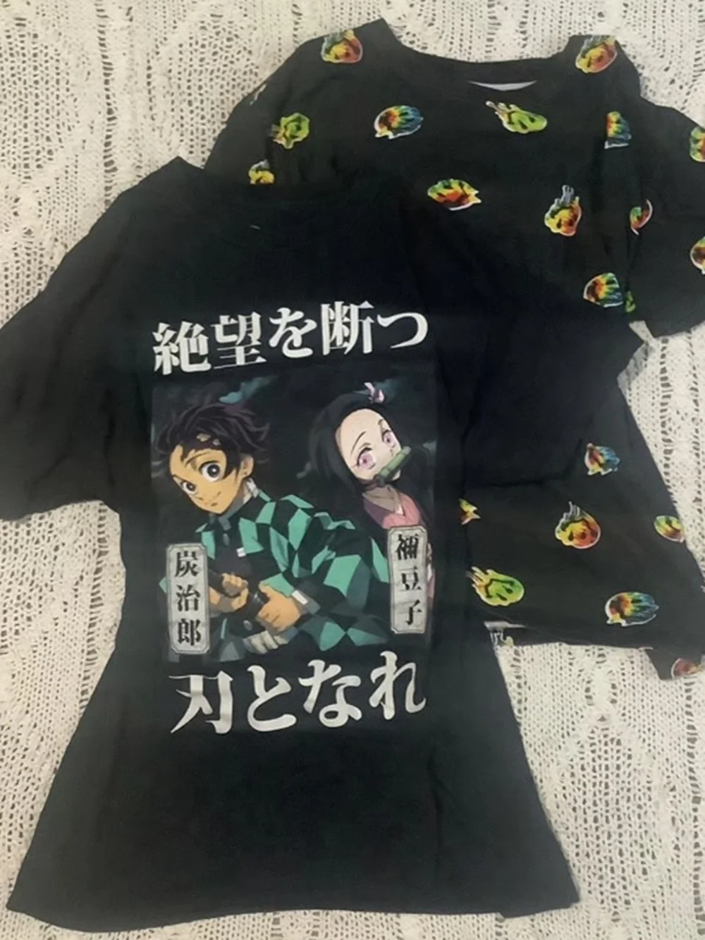 bogo 2 two pack bundle anime demon slayer tee, smiley acid rainbow dripping tees - Picture 1 of 1